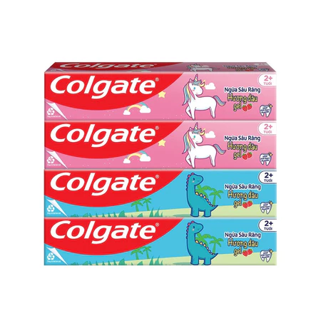 Colgate Toothpaste Kids Dinosaur and Unicorn strawberry flavor 40g ( 6 Dinosaur & 6Unicorn/ Pack) 12pcs/ pack, 12 packs/ case 1 1 1