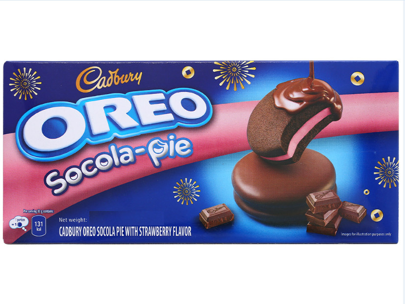 Cadbury Oreo Strawberry Socola-Pie Marshmallow 168g delicious, rich in flavor