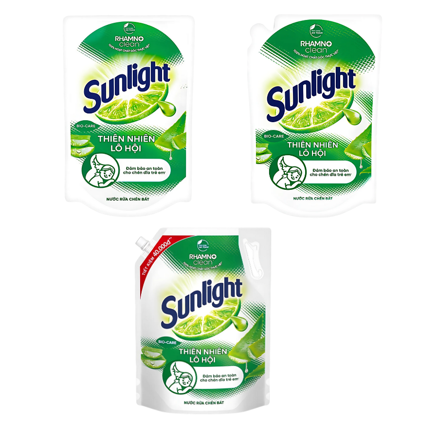 Sunlight Dishwashing Liquid Detergent Natural Mineral Salts & Aloe Vera 2kg x 4 Bags
