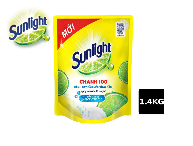 Sunlight Dishwashing Liquid Detergent Lemon 100 Bag 1.4kg Grease Removal