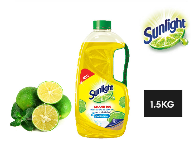 Sunlight Dishwashing Liquid Detergent Lemon 100 Bottle 1.5kg Grease Removal