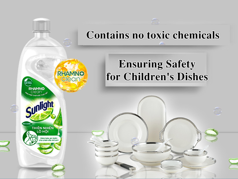 Sunlight Dishwashing Liquid Detergent Natural Mineral Salts & Aloe Vera Bottle 750g helps kill bacteria effectively