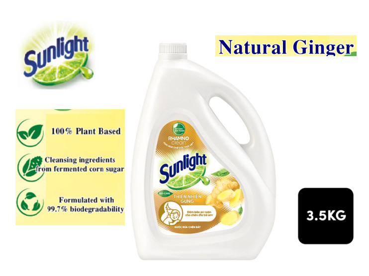 Sunlight Dishwashing Liquid Detergent Natural Ginge Bottle 3.5kg Removes all stubborn grease stains