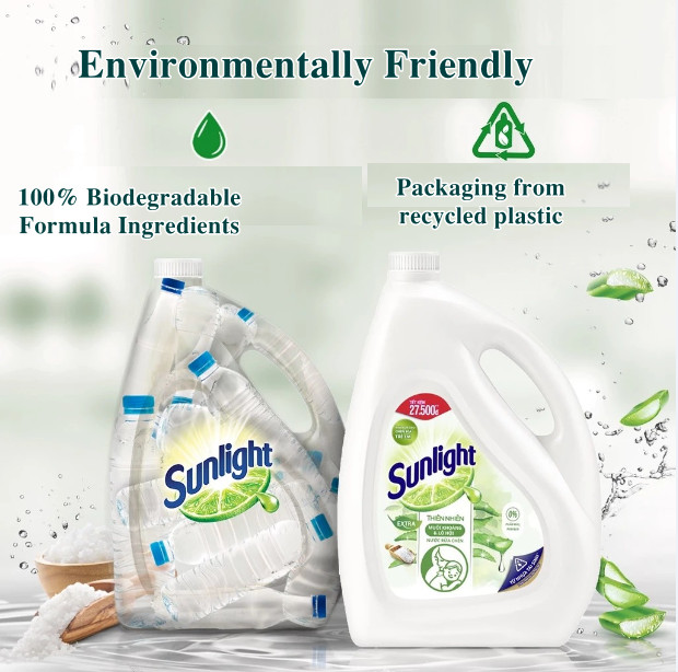 Sunlight Dishwashing Liquid Detergent Natural Mineral Salts & Aloe Vera Bottle 3.5kg helps kill bacteria effectively 5 5 25