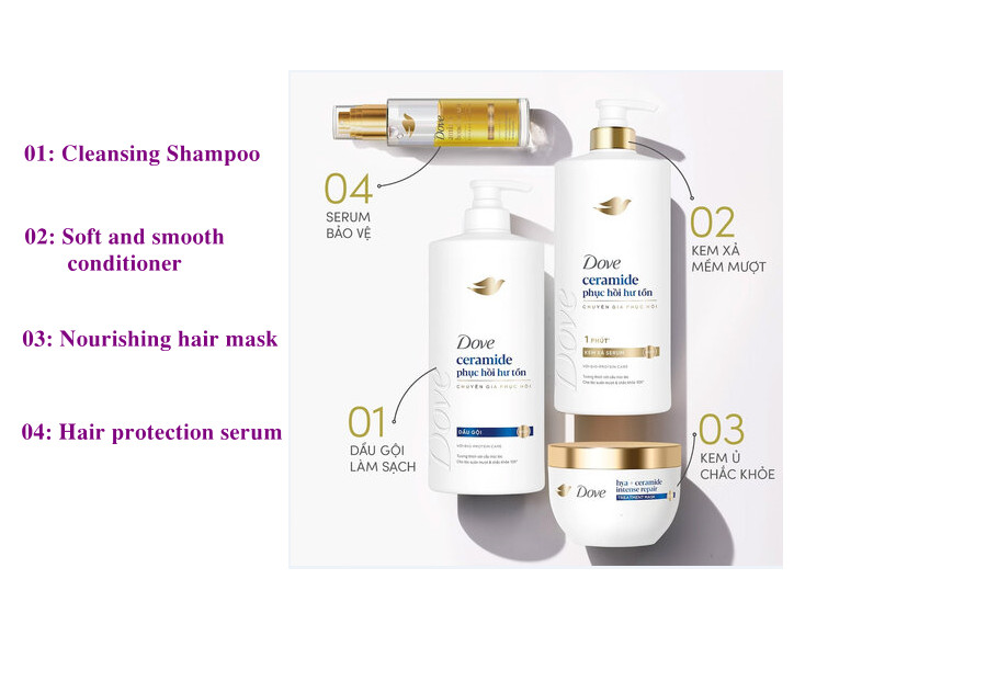 Dove Shampoo Ceramide Damage Repair 640g x8 Bottles help strengthen the protective barrier 5 5 34