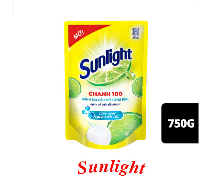 Sunlight Dishwashing Liquid Detergent Lemon 100 Bag 750g Grease Removal