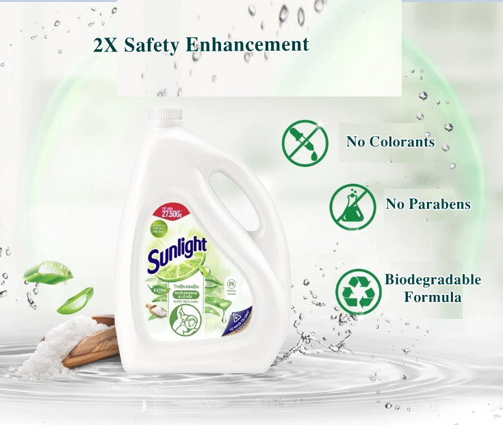 Sunlight Dishwashing Liquid Detergent Natural Mineral Salts & Aloe Vera Bottle 3.5kg helps kill bacteria effectively 6 6 16