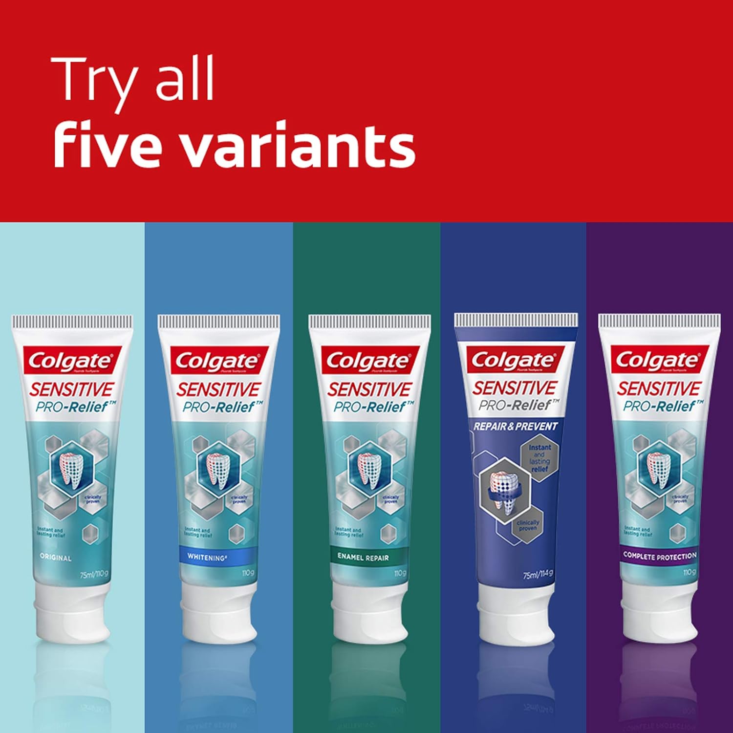 Colgate toothpaste sensitive Pro Relief complete protection 110g, 6pcs/ pack, 4 packs/ Case 7 7 8