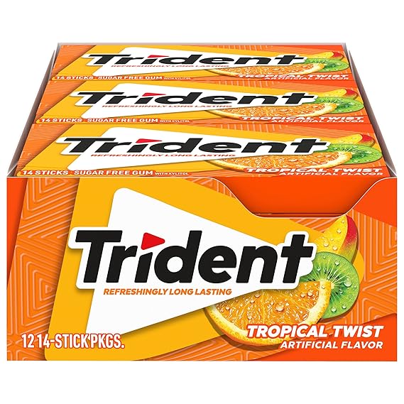 Trident Pocket Pack Tropical Twist Sugar Free 28pcs/ box, 36 Boxes/ Case