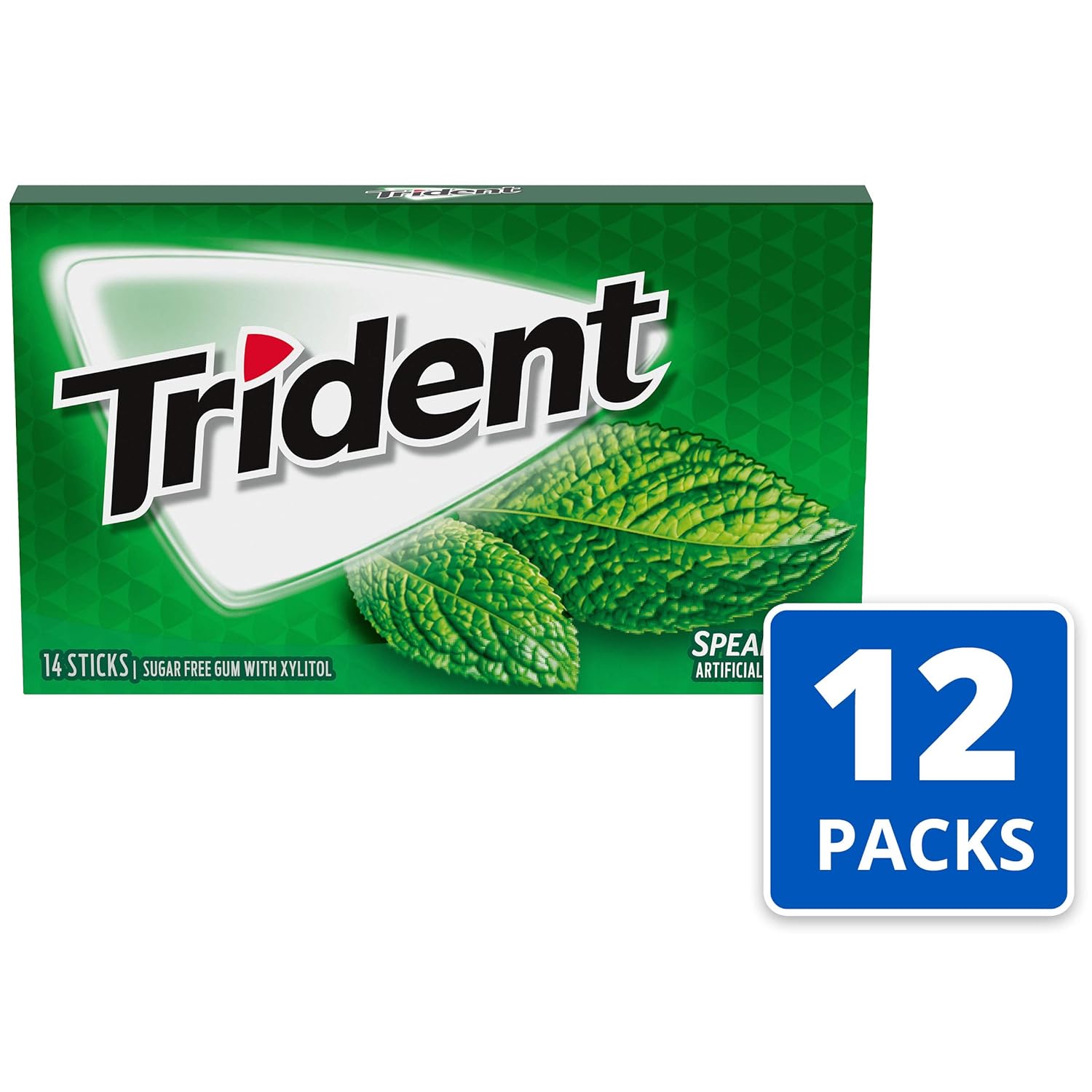 Trident Pocket Pack Spearmint Sugar Free 12pcs/ box, 72 Boxes/ Case 3 4 1