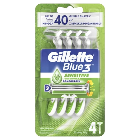 Gillette Razor Blue 3 Sensitive 4 pcs/ pack, 6 packs/ box, 6 boxes/ case
