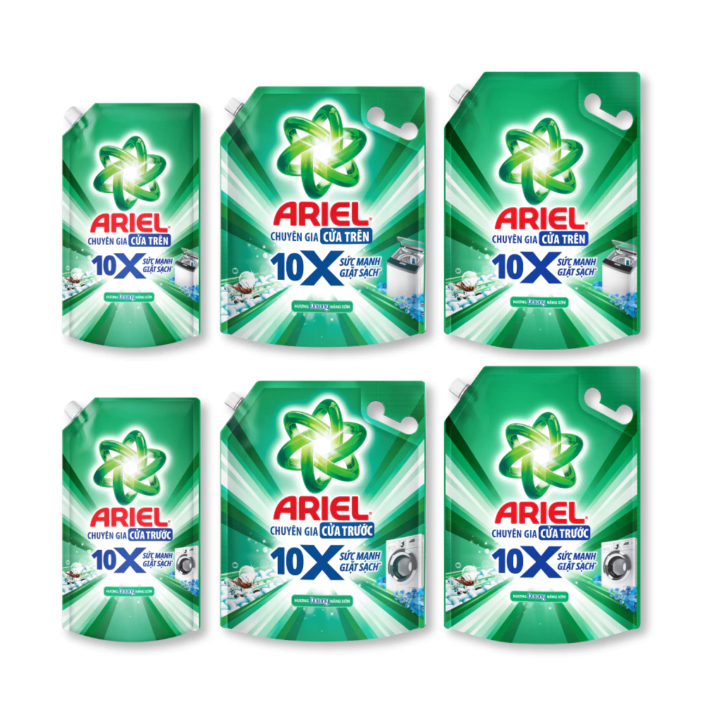 Ariel Liquid Detergent Front Load 10X Cleaning Power 1.37kg x 9 Bags