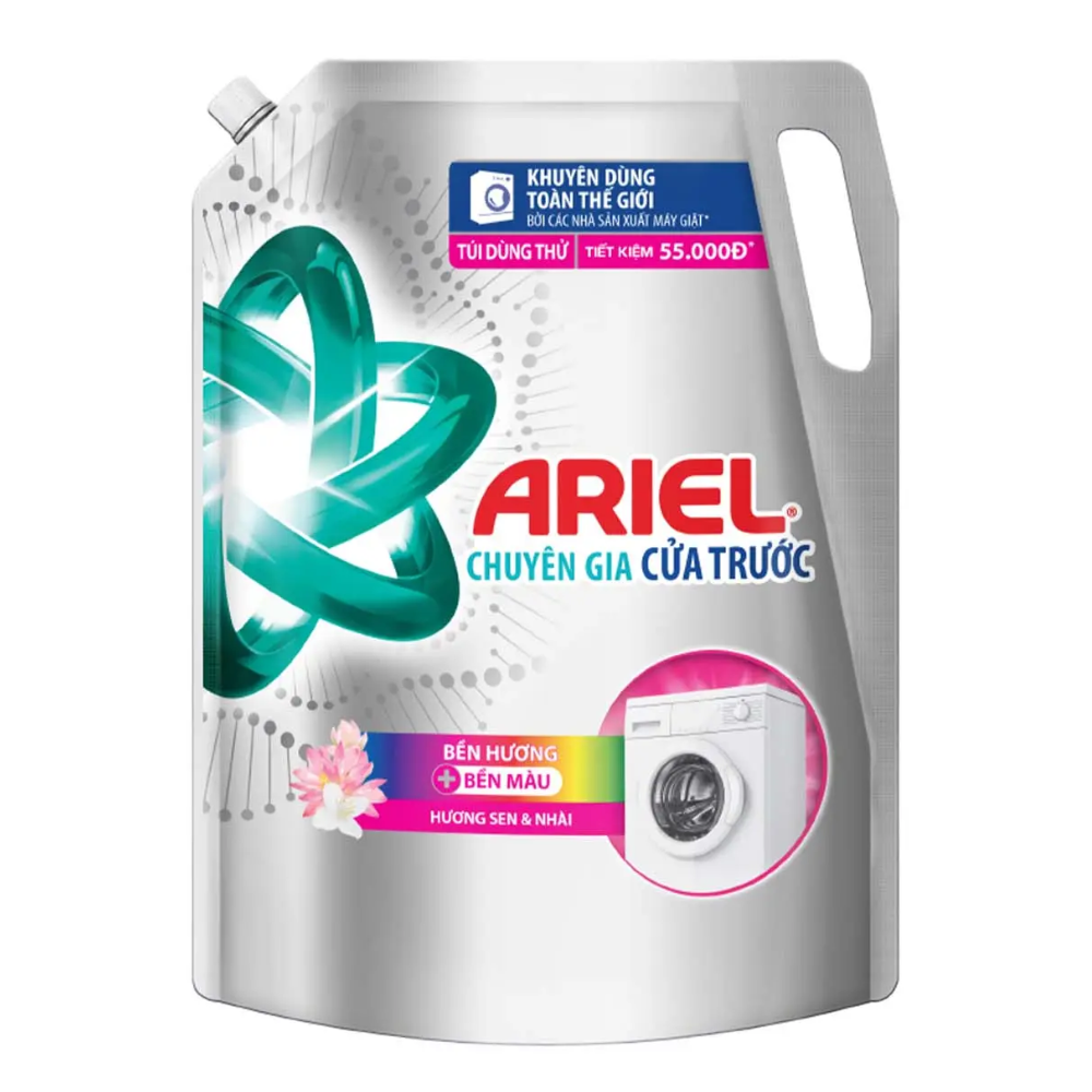 Ariel Liquid Detergent Lotus & Jasmine Fragrance, Color Fastness for Front Load Washing Machine 3.05kg x 4 bags