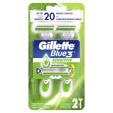 Gillette Razor Blue 3 Sensitive 2 pcs/pack, 12 packs/box, 6 boxes/case