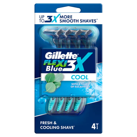 Gillette Razor Blue 3 Cool 4 pcs/pack, 6 packs/box, 6 boxes/case