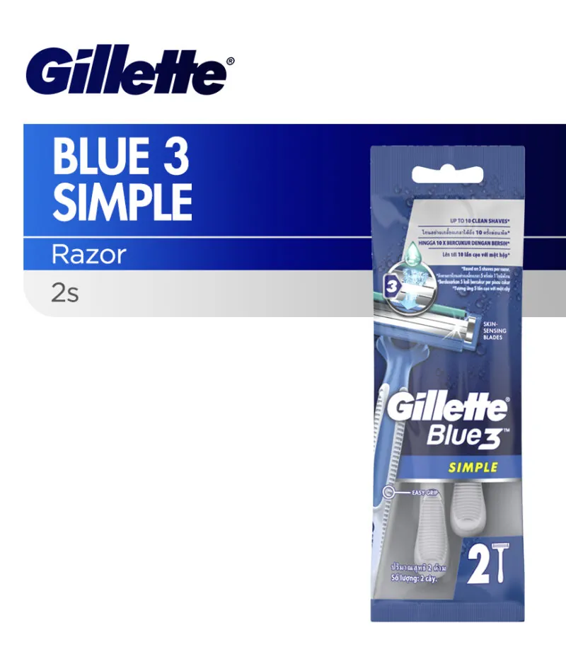 Gillette Razor Blue 3 - 2 pcs/pack, 12 packs/box, 6 boxes/case