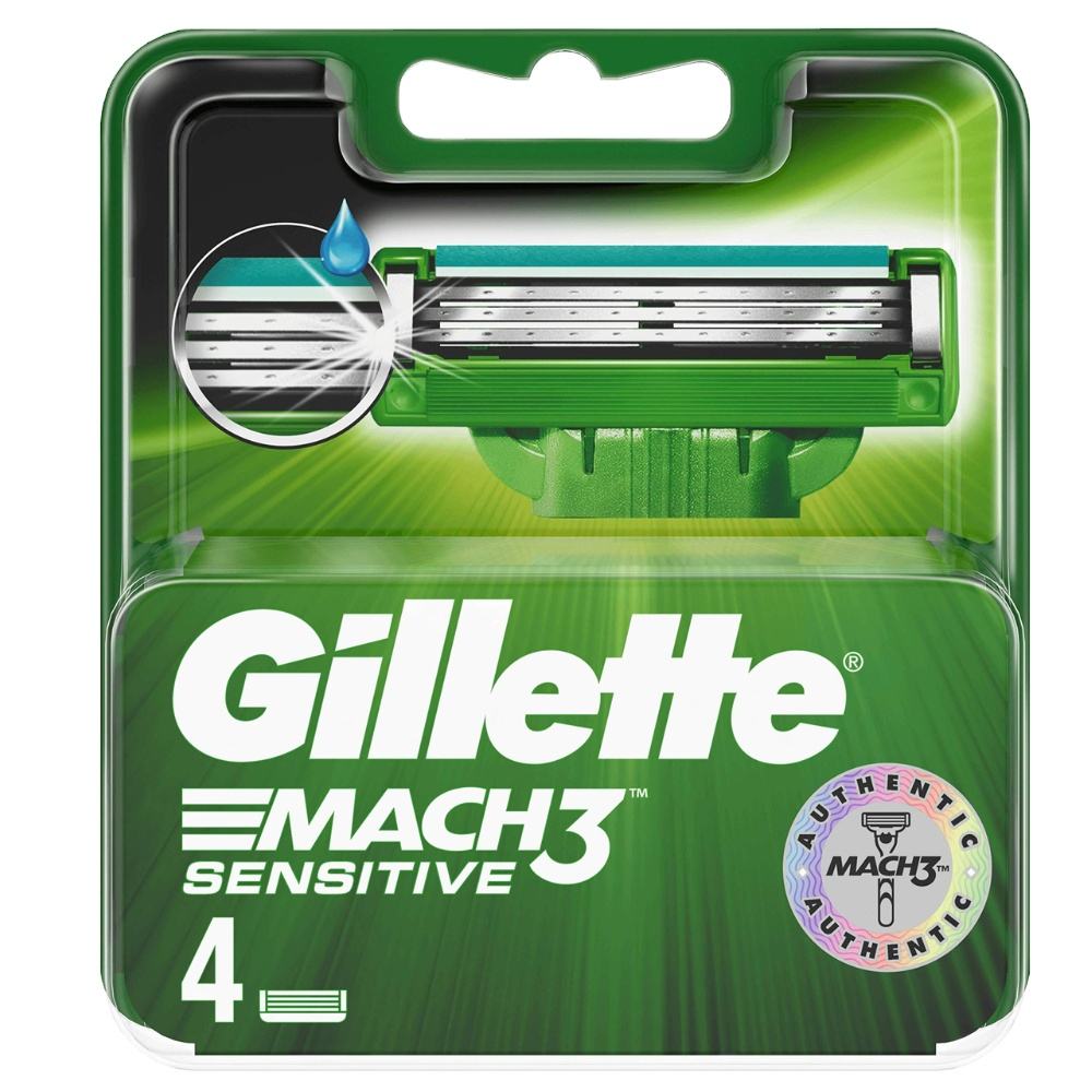 Gillette Blade Mach3 Sensitive 4S Blade - 4 pcspack, 12 packsbox, 6 boxescase