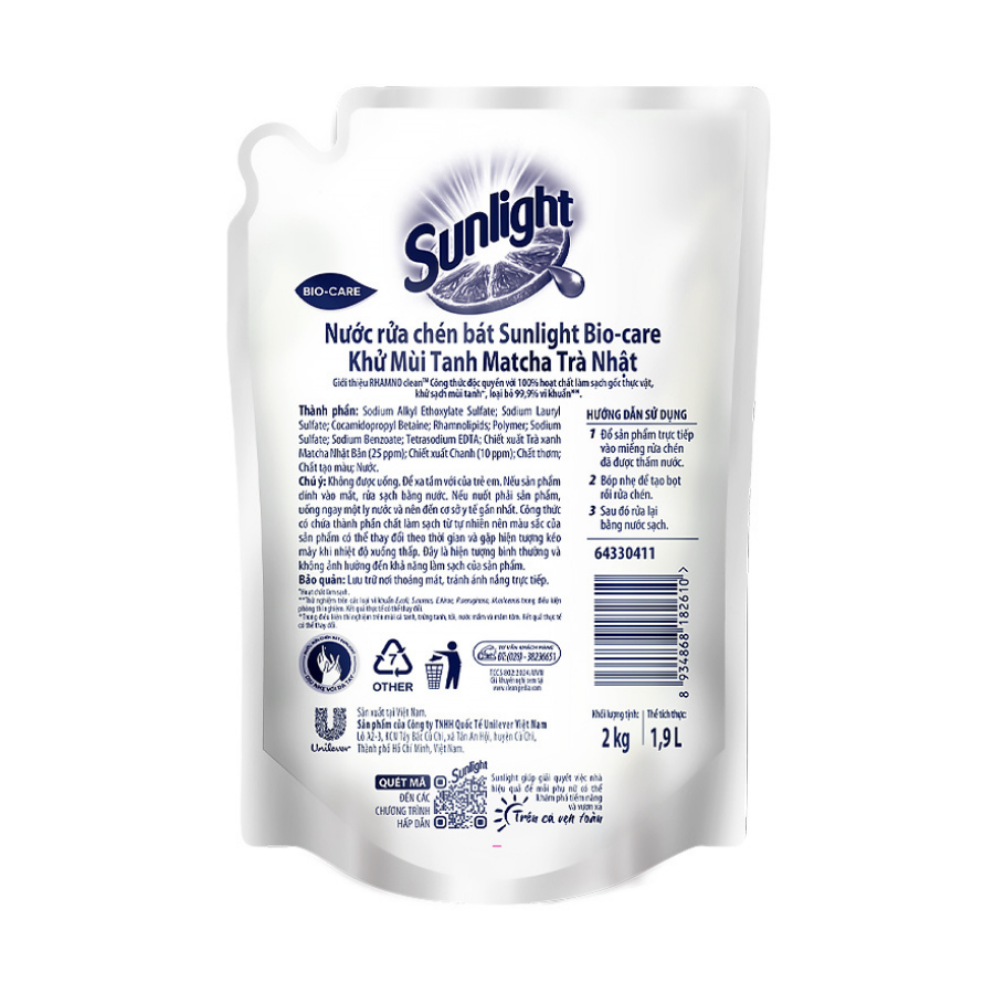 Sunlight Dishwashing Liquid Detergent Matcha Japan Tea 2kg x 4 bags 4 3 5