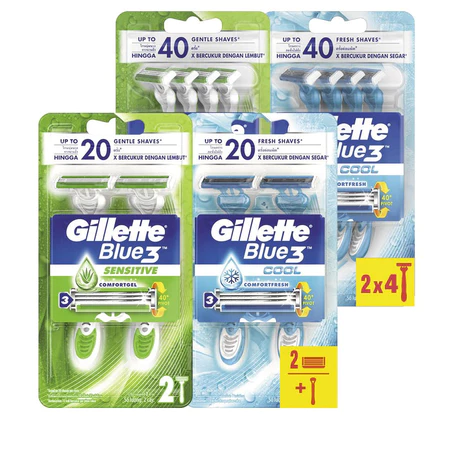 Gillette Razor Blue 3 Cool 4 pcs/pack, 6 packs/box, 6 boxes/case 4 3 5