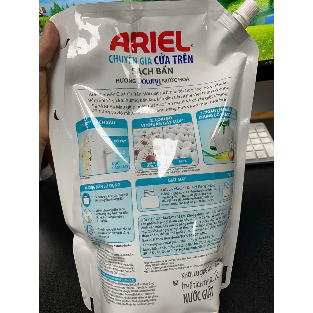 Ariel Liquid Detergent Downy Specialized for Top of Load Washing Machine 2.05kg x 4 Bags 4 4 10