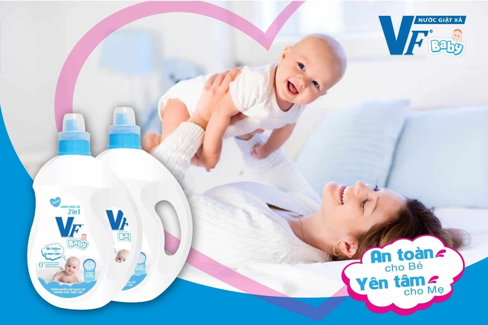 VF Baby Liquid Detergent and Softener 900g x 12 Bottles Gentle on the skin 5 50.VF Xanh 1
