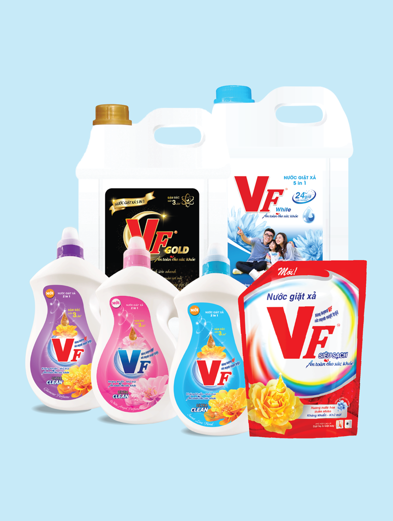 VF Liquid Detergent and Softener 2kg x 6 Bottles Sweet and romantic fragrance 3 nuoc giat xa vf