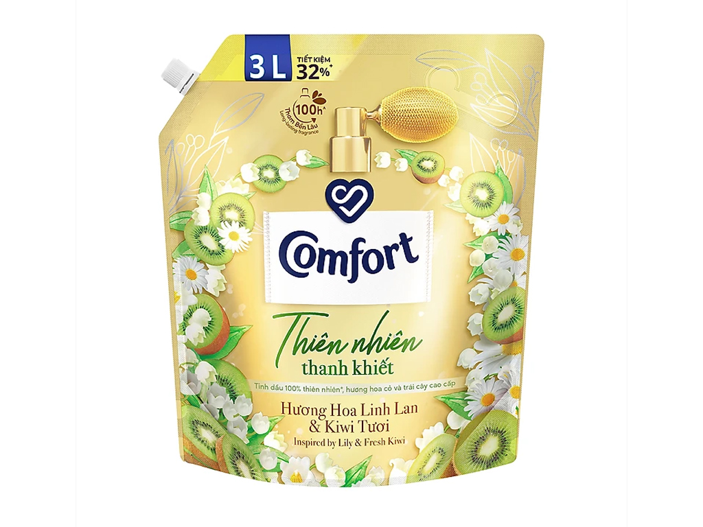 Comfort Mild Nature Lily & Fresh Kiwi Fragrance Fabric Conditioner 3L x 4 Bags