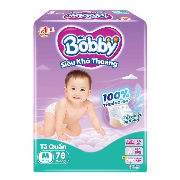 Bobby Diaper Pants Super Dry M 78pcs x 4bags