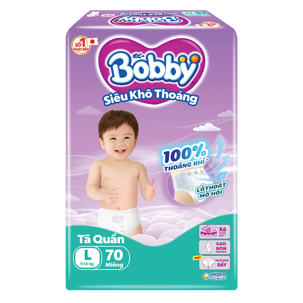 Bobby Diaper Pants Super Dry L 70pcs x 4bags