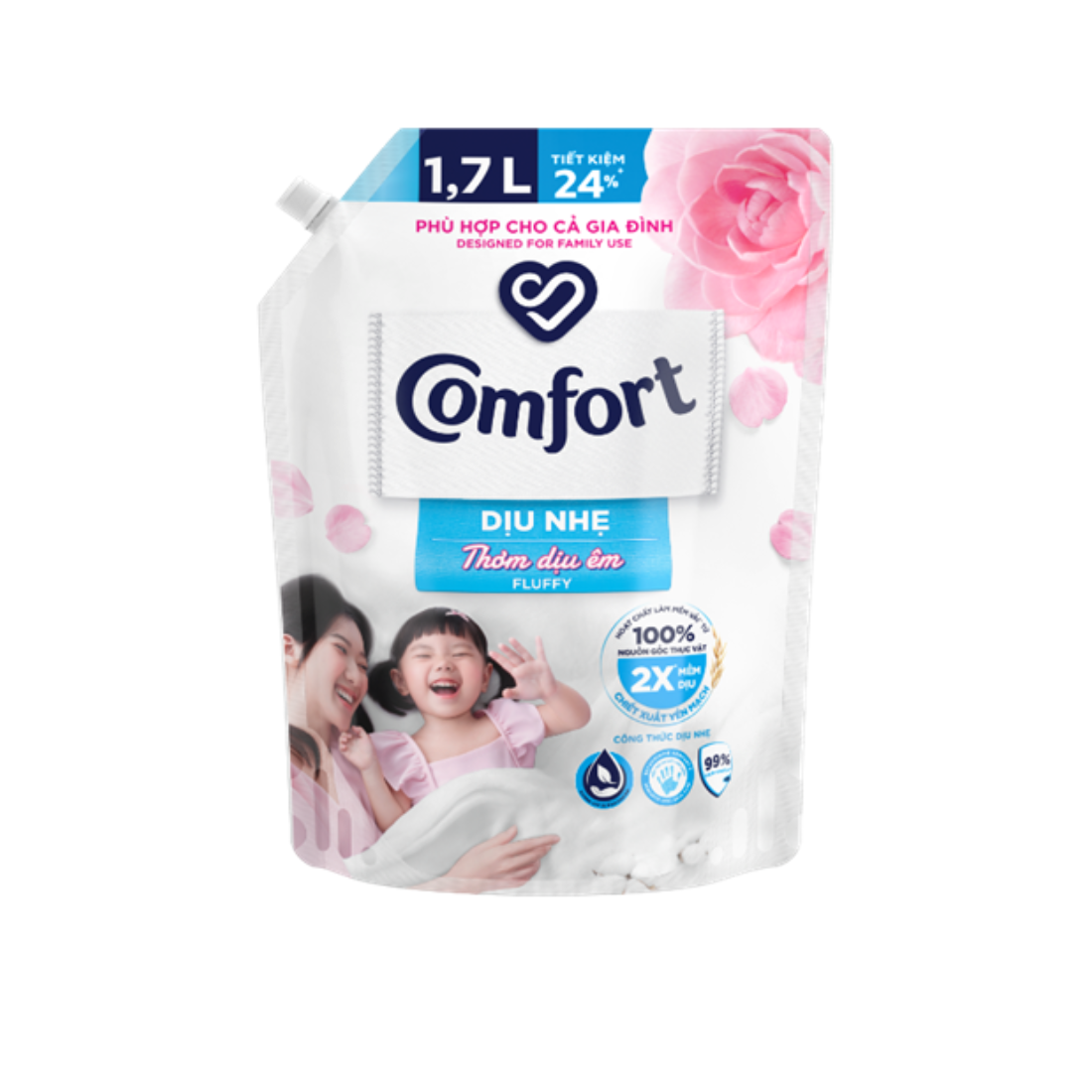 Comfort Gentle Fabric Conditioner Fluffy  1.7L x 4 bags