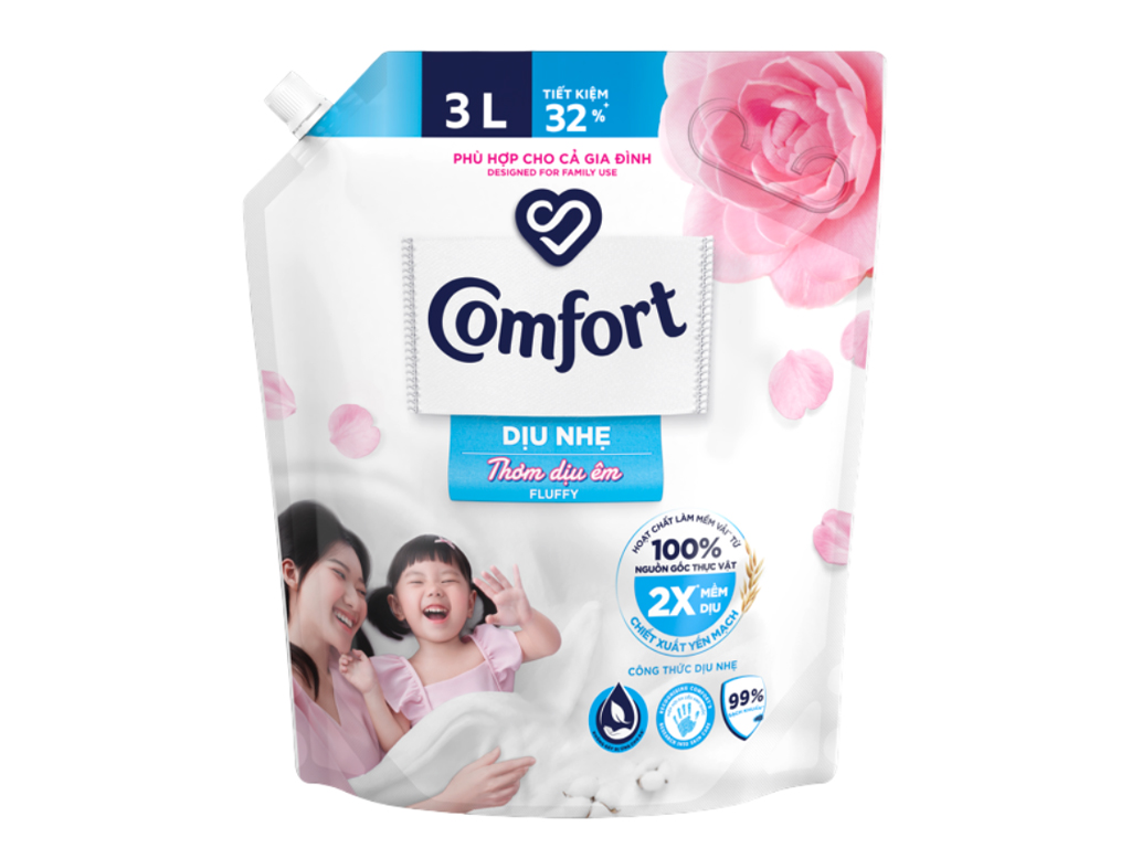 Comfort Gentle Fabric Conditioner Fluffy 3.0L x 4 bags