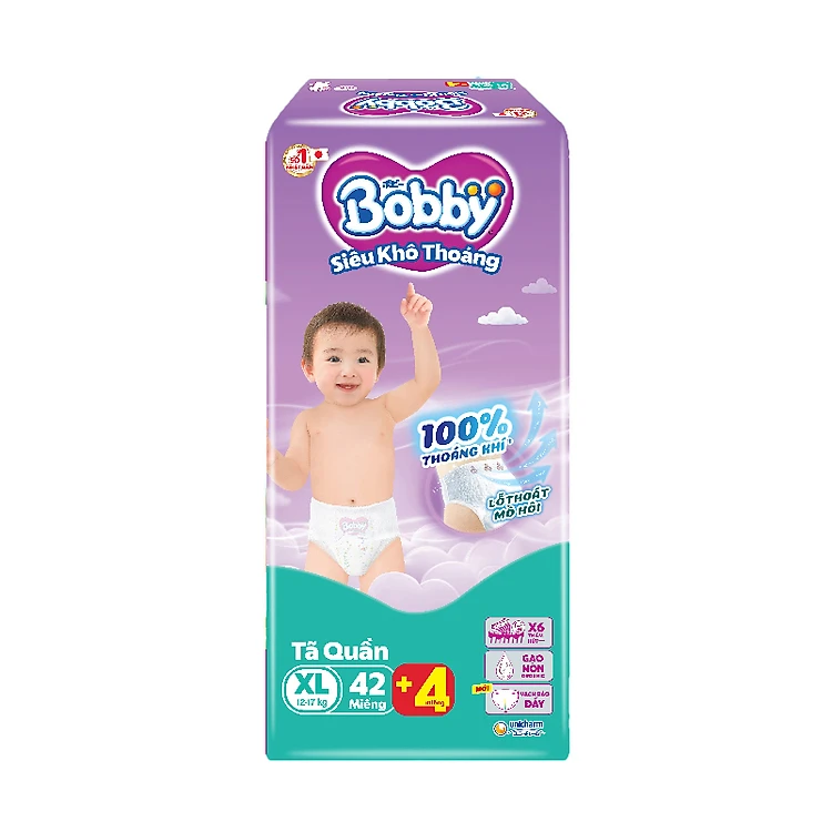 Bobby Diaper Pants Super Dry XL (42pcs + 4) x 4 bags