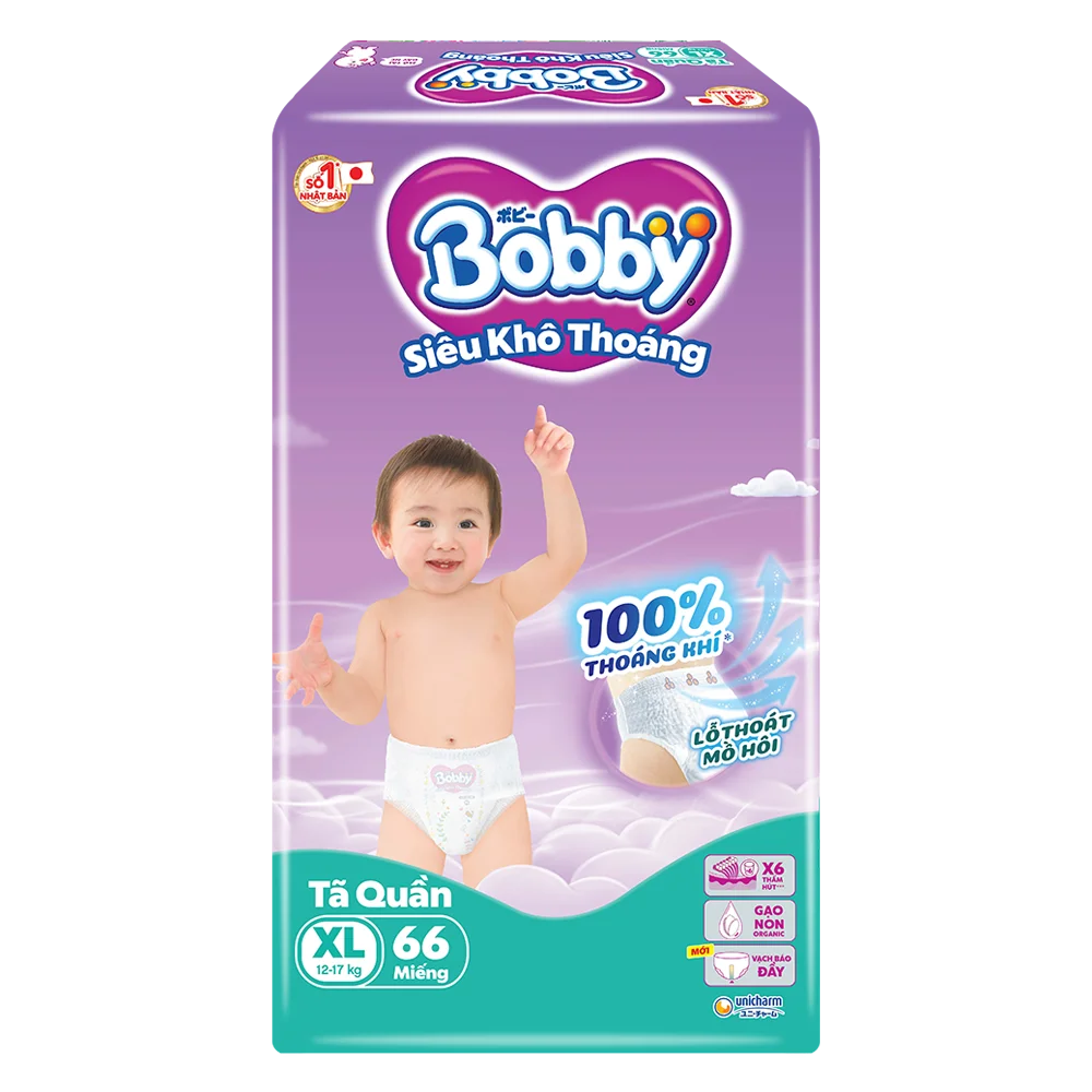 Bobby Diaper Pants Super Dry XL 66pcs x 4bags