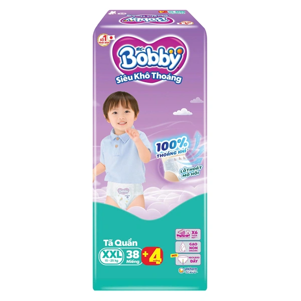 Bobby Diaper Pants Super Dry XXL (38pcs + 4) x 3bags