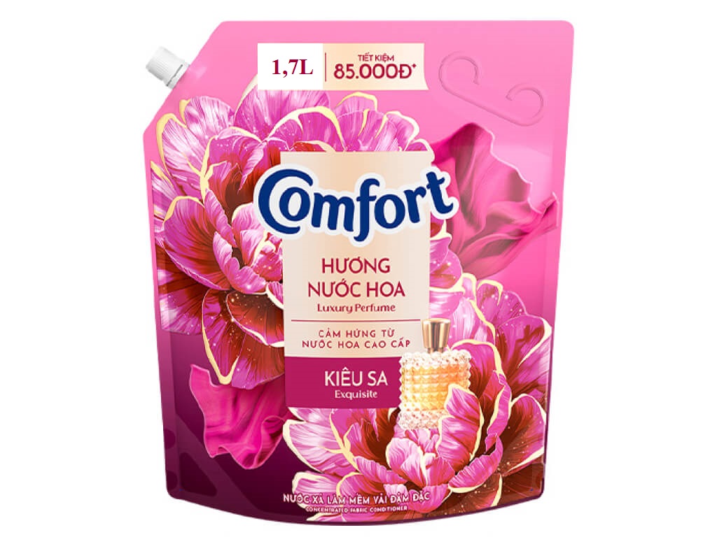 Comfort Water Fabric Softener Peony Perfume 1.7L x  4 bags