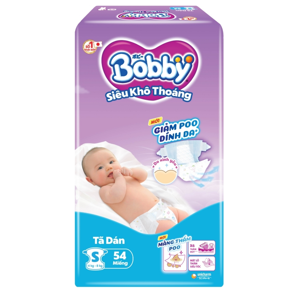 Bobby Tape Diapers Super Dry S 54pcs x 4bags
