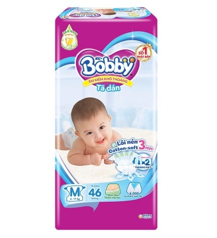 Bobby Tape Diapers Super Dry M 46pcs x 4bags