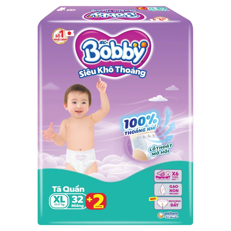 Bobby Diaper Pants Super Dry XL (32pcs + 2) x 4bags