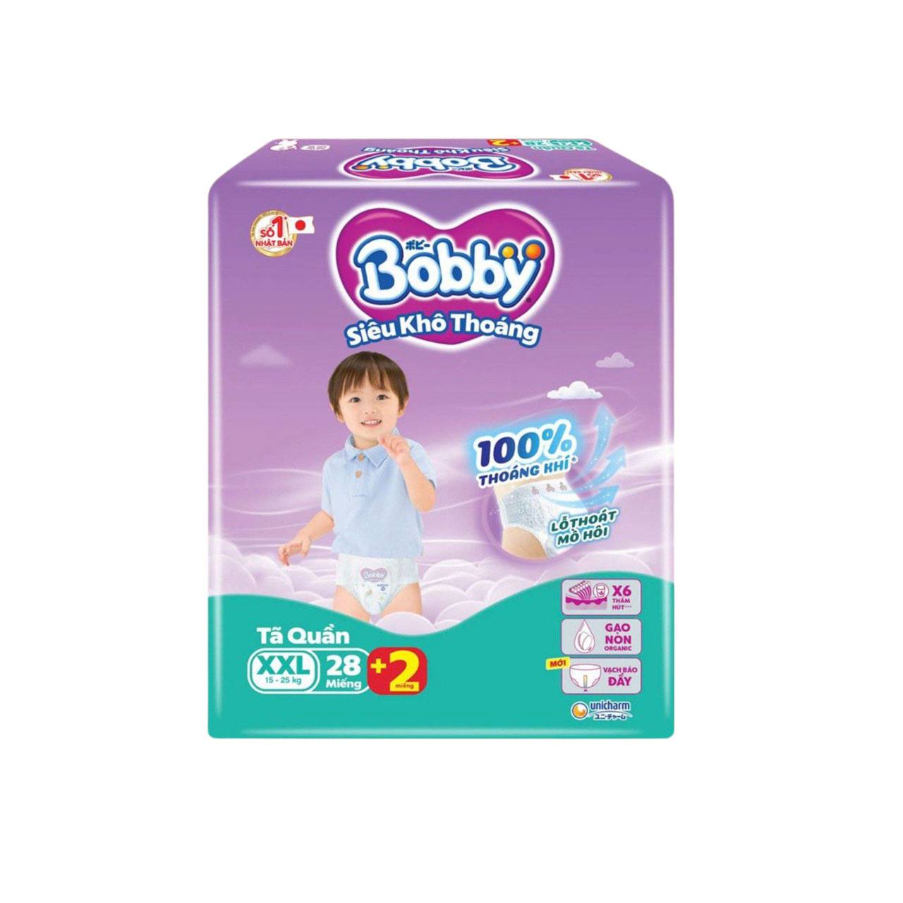 Bobby Diaper Pants Super Dry XXL (28pcs + 2) x 4bags