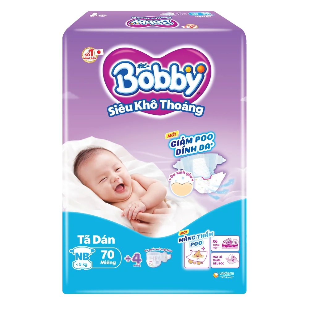 Bobby Tape Diapers Super Absorbent XS 70pcs x 4bags