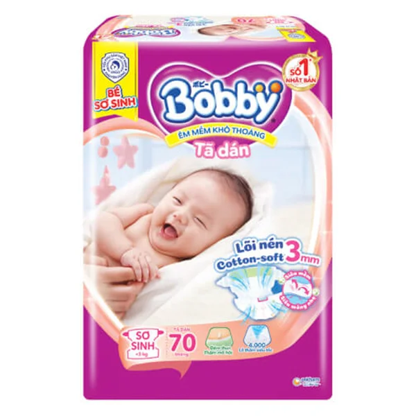 Bobby Tape Diapers Super Absorbent XS 70pcs x 4bags 3 3 3