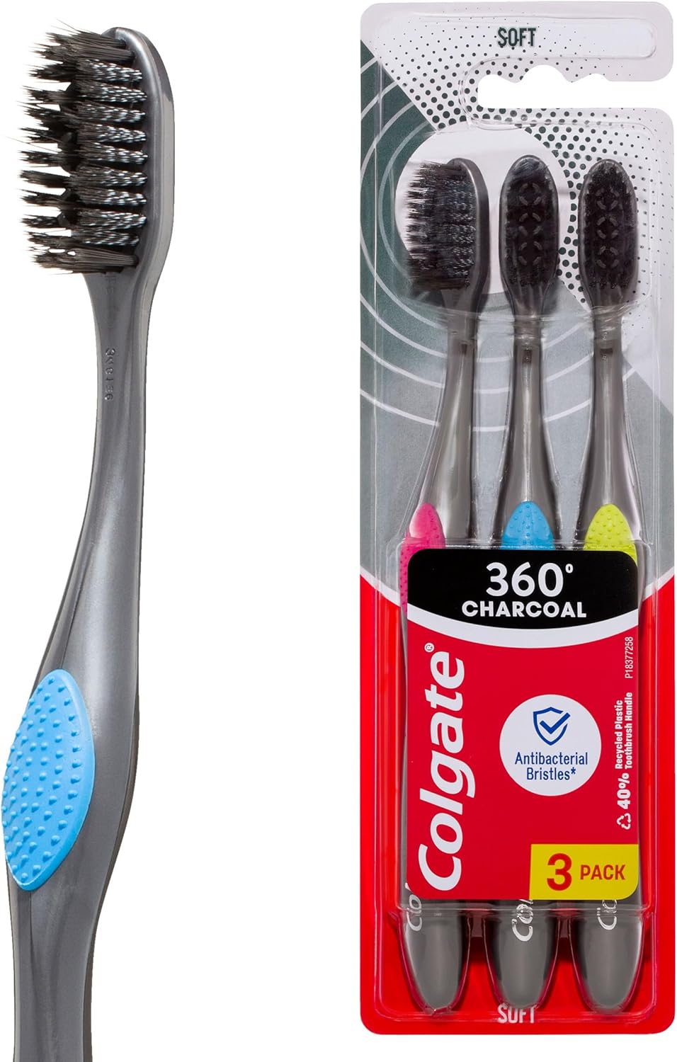 Colgate Toothbrush 360 Spiral Charcoal 6pcs/tray, 2 trays/ case