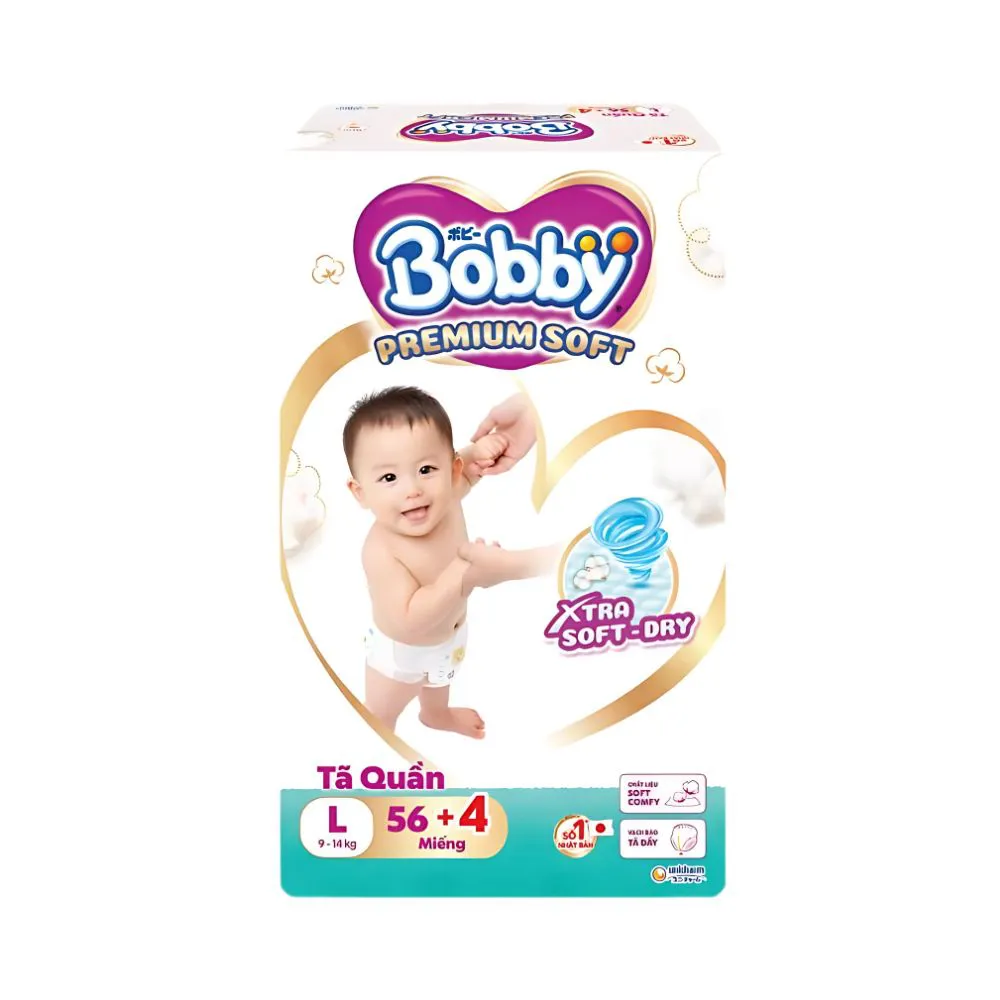 Bobby Diaper Pants Premium Soft L (56pcs + 4) x 3bags