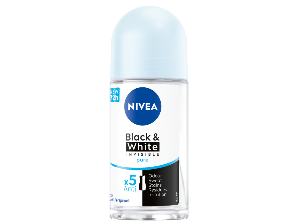 Nivea Deodorant Roll-On Black and White Invisible Pure 50ml x 24 Bottles 3 2 30