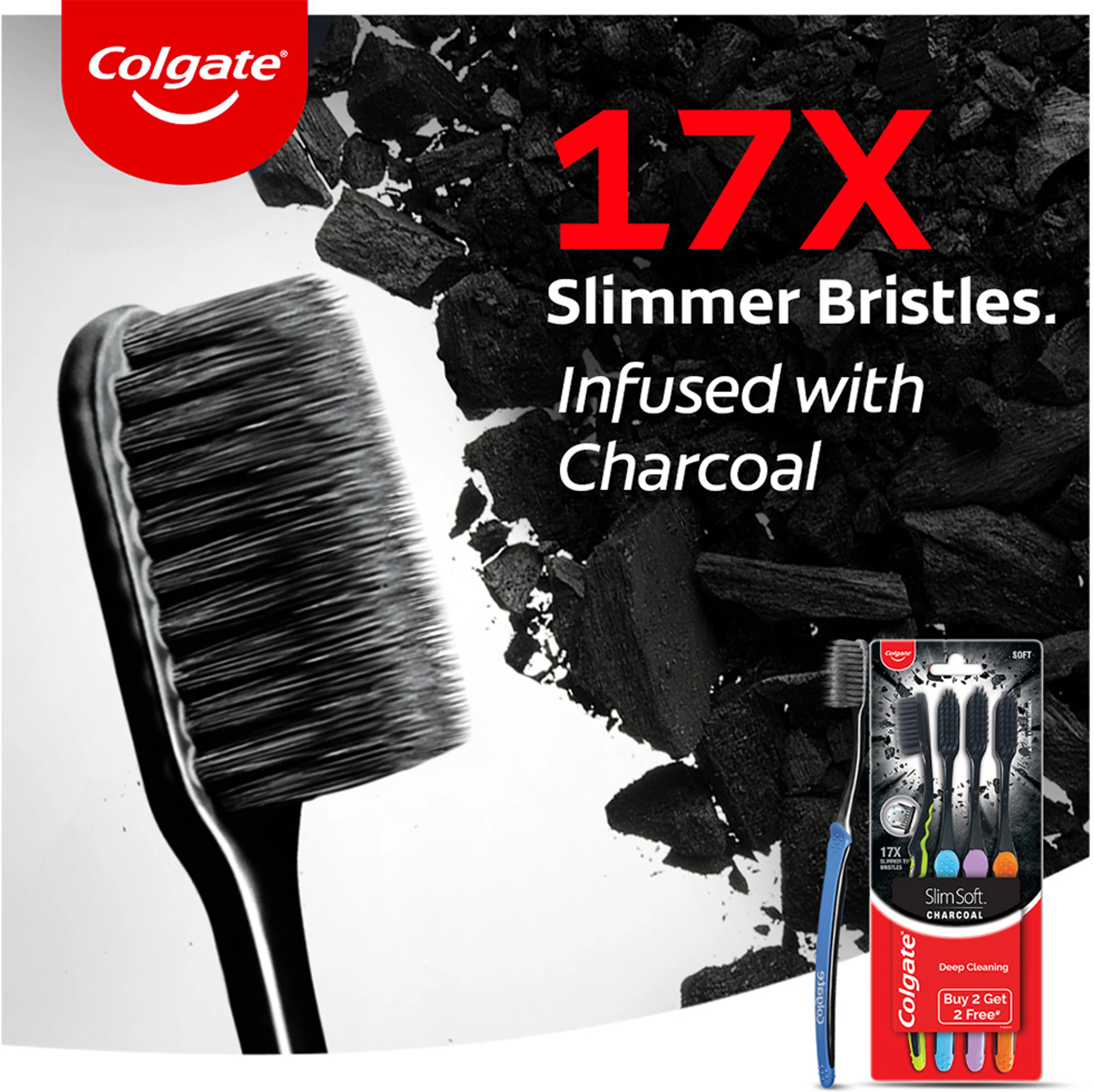 Colgate Toothbrush slimsoft charcoal - 6pc/ tray, 12trays/case 4 4 7