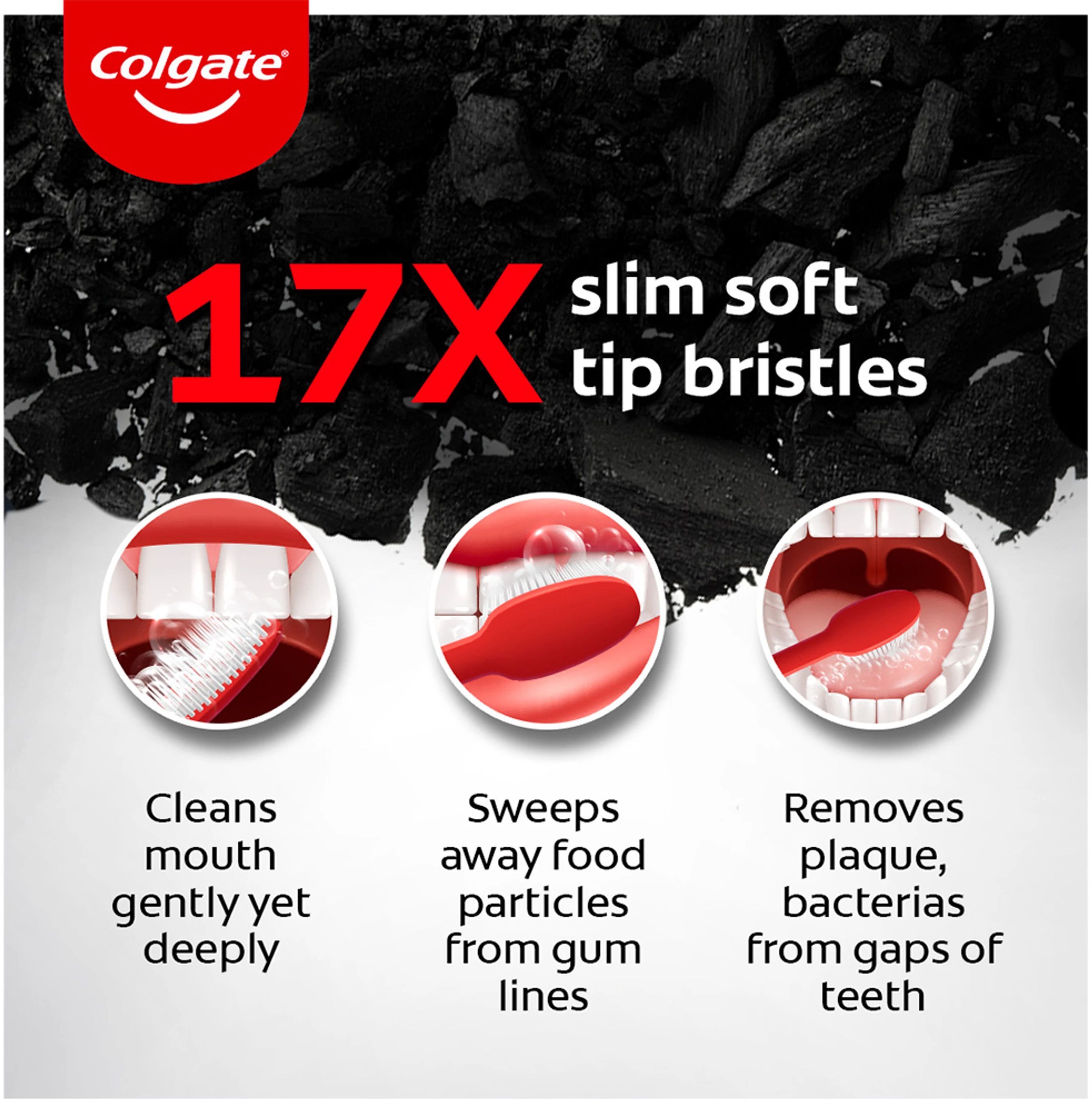 Colgate Toothbrush slimsoft charcoal - 6pc/ tray, 12trays/case 5 5 7