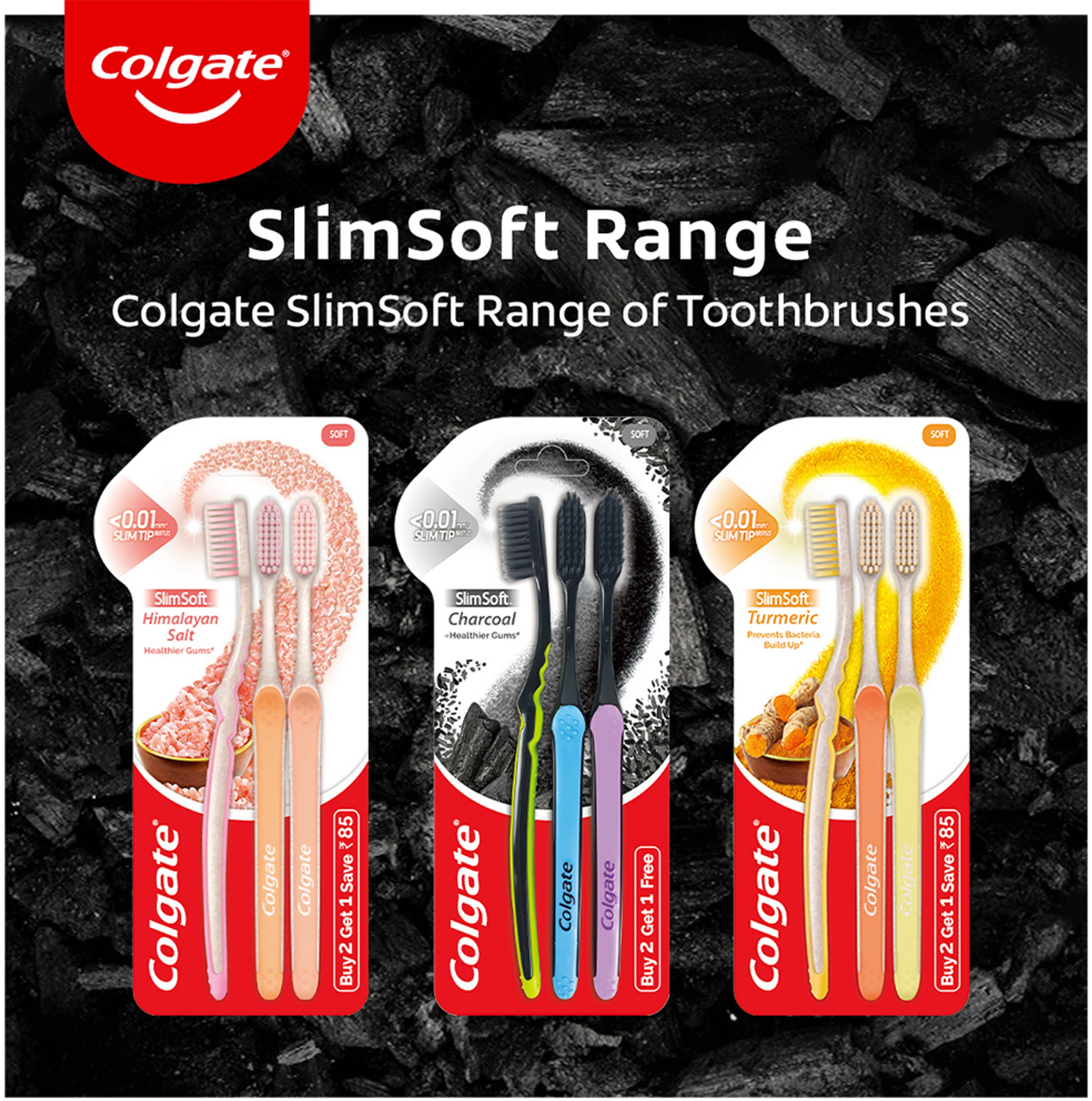 Colgate Toothbrush slimsoft charcoal - 6pc/ tray, 12trays/case 8 8 4