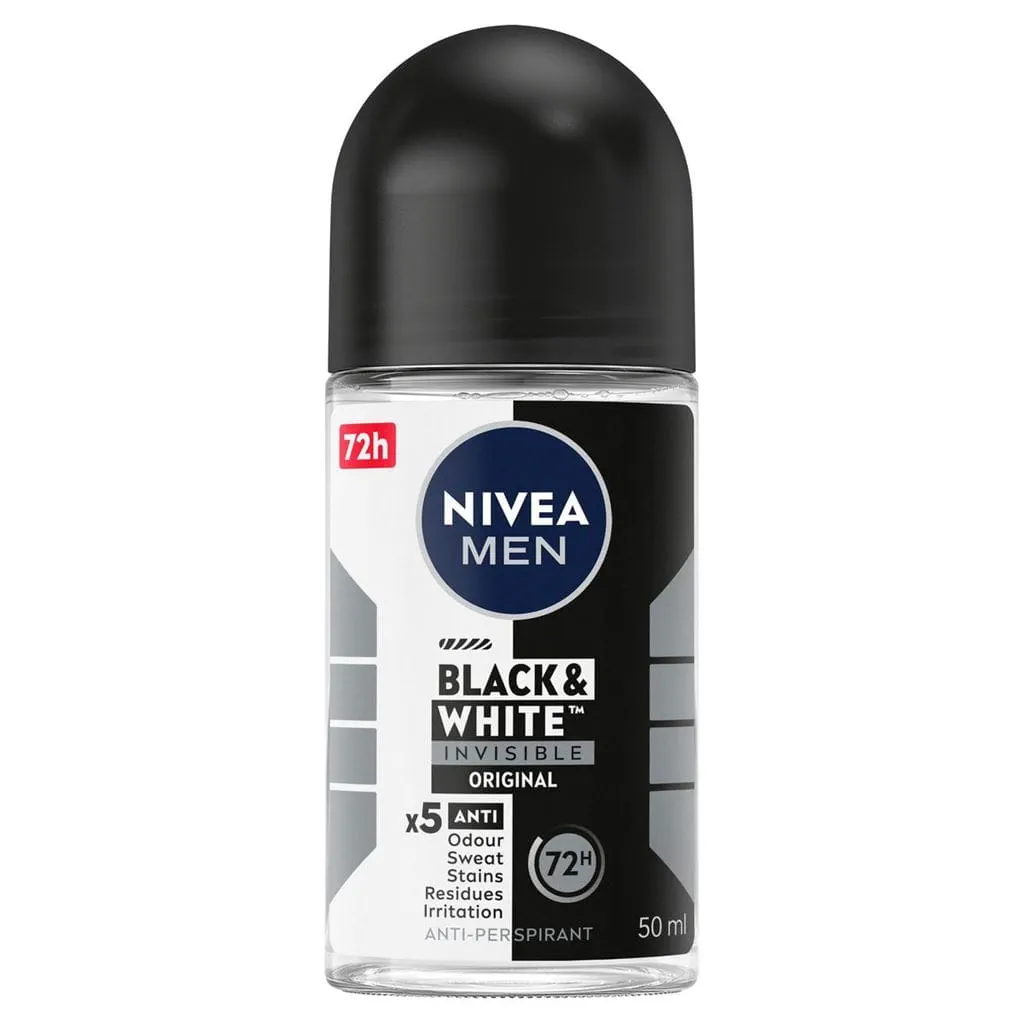 Nivea Men Deodorant Roll-On Black & White Invisible Original 25ml x 30 Bottles