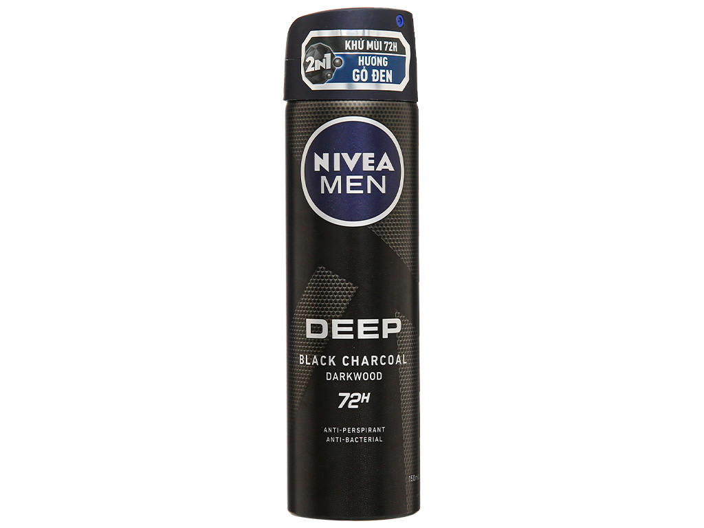 Nivea Men Deodorant Spray Deep DarkWoo Black Carbon 150ml x 12 Bottles