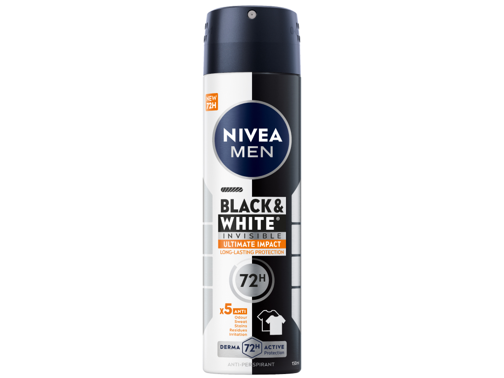 Nivea Men Deodorant Spray Black & White Invisible ultimate impact 48h Protection 150ml x 12 Bottles